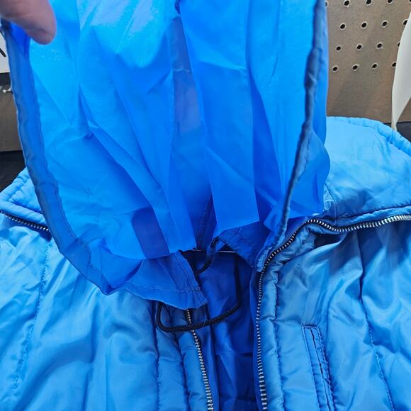 Vintage Jcpenny Puff Coat Men XL Blue Hooded 80s Thick Warm Winter Utility Retro - Picture 15 of 16